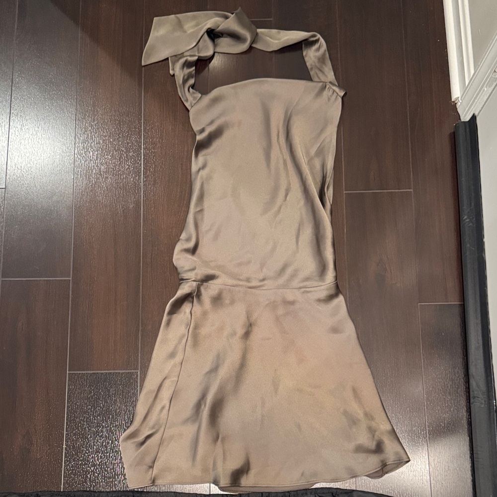 Zara Backless Halter Satin Dress